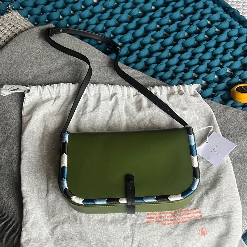 Il Bisonte Green Piccarda Leather Crossbody Bag- NWT